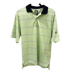 FootJoy Men's Polo Shirt L Green Striped Teton Pines Golf Casual